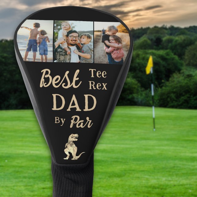 Bester T-Shirt Rex Vater Par 3 FotoCollage Golf Headcover (Best tee Rex dad by par golfing dad joke personalized 3 photo collage golf head cover father gift)