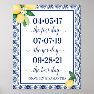Bester Tag Hochzeitsdatum Ja Tag Mediterran Poster