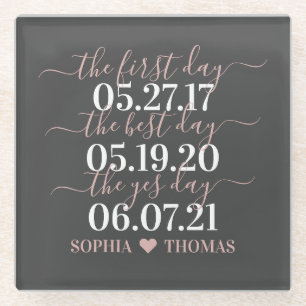 Bester Tag JA Tag Hochzeitstag Geschenk Glasuntersetzer
