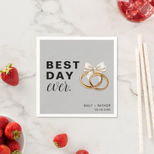 Bester Tag je Grau Hochzeit Napkins Serviette