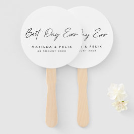 Bester Tag je | Minimalistischer weißer Hochzeitst Fächer