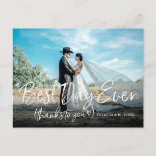 Bester Tag überhaupt Chic Hochzeit Danke Foto Postkarte