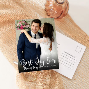 Bester Tag überhaupt Elegante Hochzeit Danke Foto Postkarte