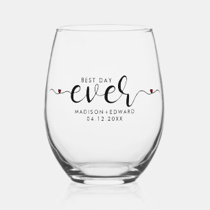 Bester Tag überhaupt Elegante schwarze Typografie Weinglas Ohne Stiel