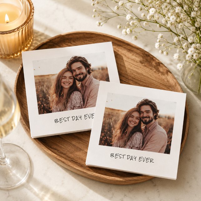 Bester Tag überhaupt Foto Hochzeit Personalisiert  Serviette (Von Creator hochgeladen)