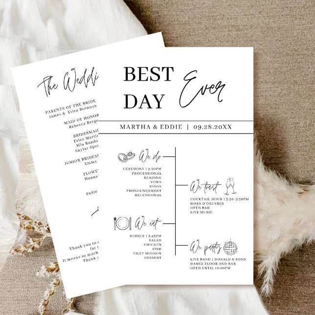 Bester Tag überhaupt Hochzeits-Zeitplan Programm (Best Day Ever wedding timeline program keeps your day organized and stress-free with style.)