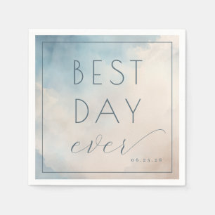 Bester Tag überhaupt Optimistisches Blau Aquarell Serviette