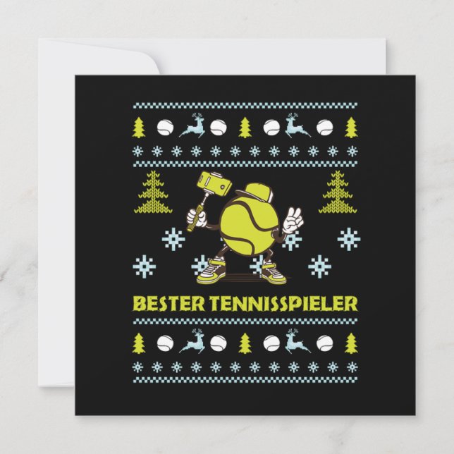 Bester Tennisspieler Ugly Sweater Christmas Gift Einladung (Vorderseite)