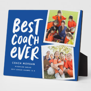 Bester Trainer je blau zwei Foto Team Vielen Dank Fotoplatte