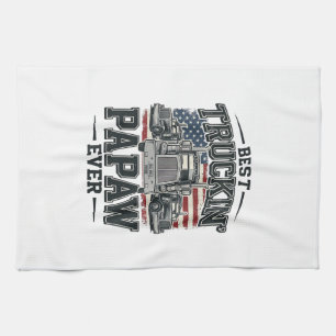 Bester Truckin' Papaw Ever Vintage Trucker Vector_ Geschirrtuch