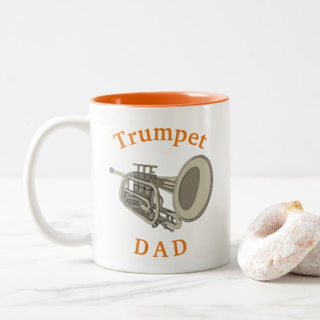 Bester "Trumpet VATER" jemals! Der Kaffee des Vate Zweifarbige Tasse (Mit Donut)