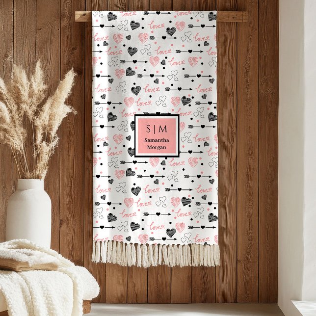 Bester Valentinstag-Geschenk-Personalisierte Herze Fleecedecke (Best Valentine’s Gift Personalized Heart Sketch Blanket)