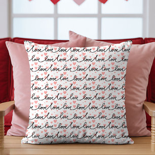Bester Valentinstag-Geschenk Rosa Schwarze Herzen Kissen