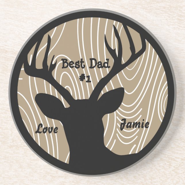 Bester Vater #1 Vintag Buck Wood Grain Untersetzer (Vorne)