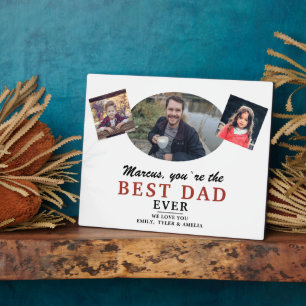 Bester Vater 2 Kinder Foto Collage Vatertag Plaque Fotoplatte