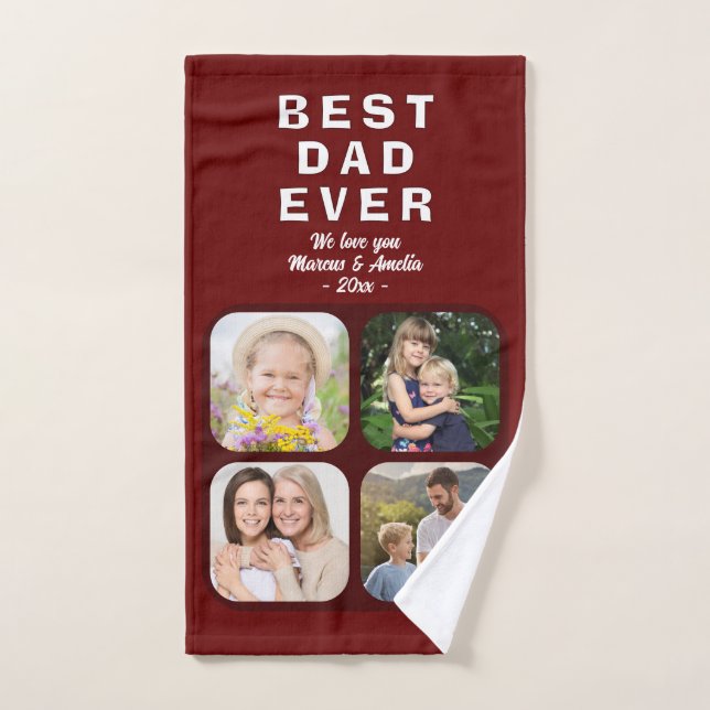 Bester Vater 4 FotoCollage Familienvater Badhandtuch Set (Handtuch)
