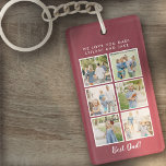 Bester Vater! 6 FotoCollage Modernes Burgund Schlüsselanhänger<br><div class="desc">Bester Papi-Script-Schriftart mit 6 Foto-Slots für die Familie und einer benutzerdefinierten Nachricht für Ihren Vater Nummer 1.</div>