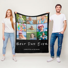 Bester Vater 9 Fotocollage Name Fleece Blankon