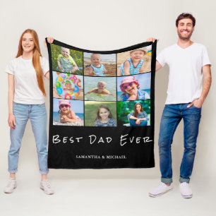 Bester Vater 9 Fotocollage Name Fleece Blankon