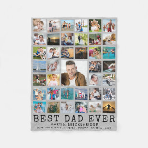 BESTER VATER ALLE ZEIT Foto-Collage Dein Text Grau Fleecedecke
