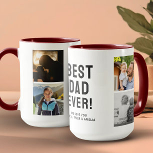 Bester Vater Aller Zeiten 4 Foto-Collage Rot Tasse