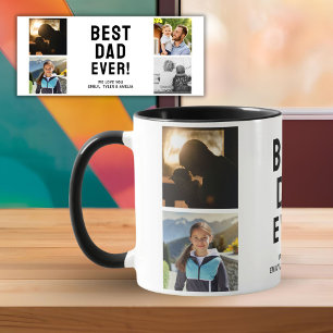 Bester Vater Aller Zeiten 4 Foto-Collage Schwarz Tasse