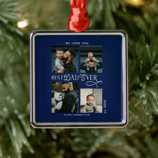 Bester Vater Aller Zeiten 4 Fotos Blau Vatertagsge Ornament Aus Metall