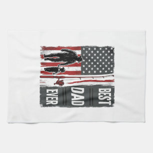 Bester Vater Aller Zeiten Angelflagge Vintage Vekt Geschirrtuch