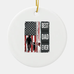 Bester Vater Aller Zeiten Angelflagge Vintage Vekt Keramik Ornament