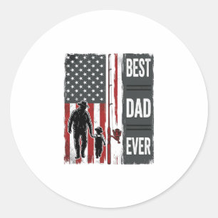 Bester Vater Aller Zeiten Angelflagge Vintage Vekt Runder Aufkleber