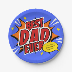 Bester Vater Aller Zeiten Comic Superheld Vatertag Pappteller