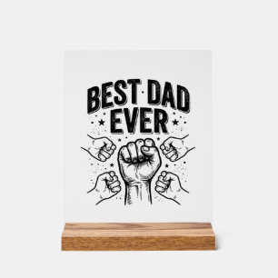 Bester Vater Aller Zeiten Fist Bump Vintage-Shirt- Acrylschild