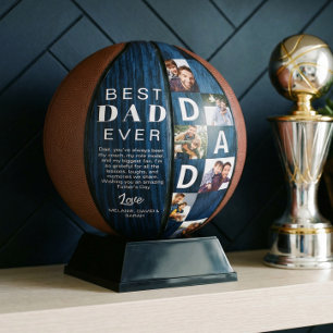 Bester Vater Aller Zeiten Foto-Collage Holzoptik P Basketball