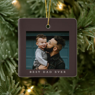 Bester Vater Aller Zeiten Foto Doppelseitig Braun Keramikornament