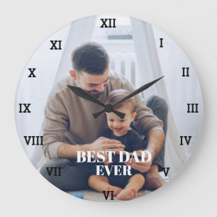 Bester Vater aller Zeiten Foto-Kollage Erstellen S Große Wanduhr