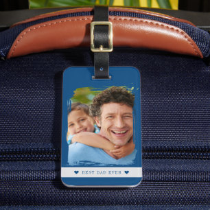 Bester Vater aller Zeiten Foto personalisiert blau Gepäckanhänger