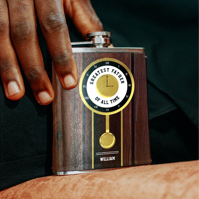 Bester Vater aller Zeiten Großvater Uhr Flachmann (Greatest Father of all Time Grandfather Clock Flask)