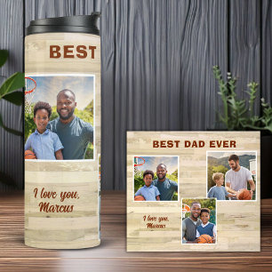 Bester Vater Aller Zeiten Holz 3 Foto Collage Vate Thermosbecher