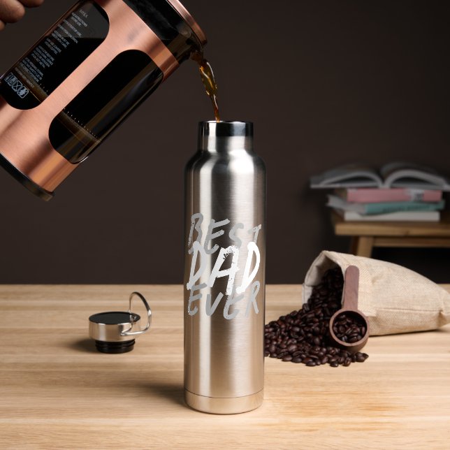 Bester Vater Aller Zeiten Modernes Weiß und Grau G Trinkflasche (Kaffee (gedreht))