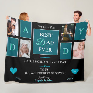 Bester Vater aller Zeiten Schrift 4-Foto-Collage F Fleecedecke