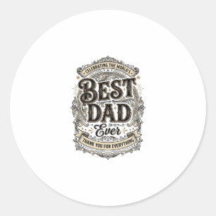 Bester Vater Aller Zeiten Vintage Gravur T-Shirt D Runder Aufkleber