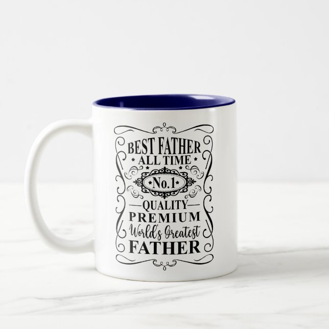 Bester Vater aller Zeiten Whiskey-Label Stil Zweifarbige Tasse (Links)
