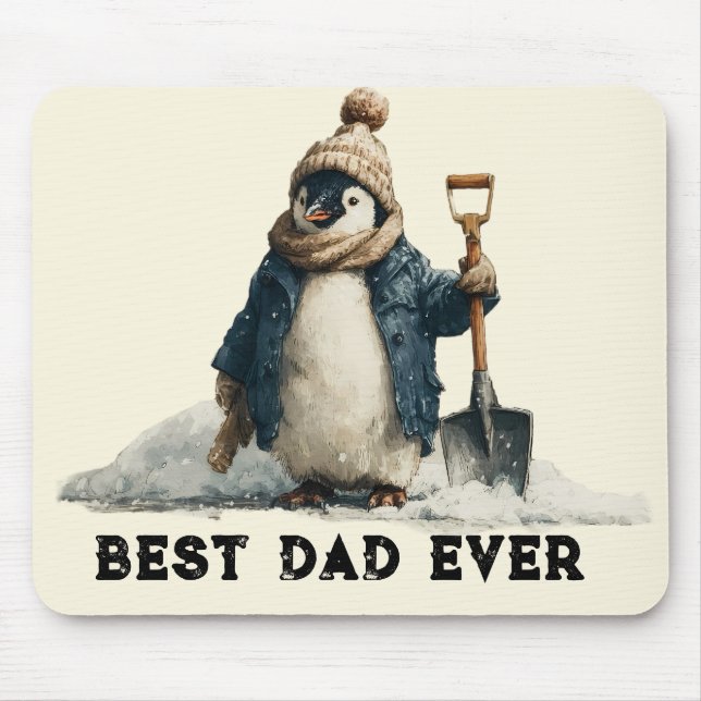Bester Vater Aller Zeiten Winter Pinguin Design Mousepad (Vorne)