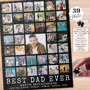 BESTER VATER ALLEZEIT Foto-Collage Name Schwarz Puzzle