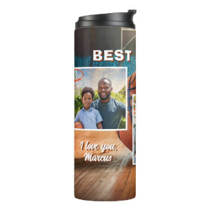 Bester Vater Basketball 3 Foto Collage Vater Thermosbecher