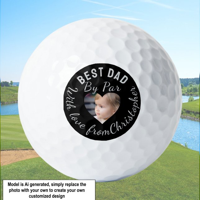 Bester Vater, benutzerdefinierter Name, Kinderfoto Golfball (Von Creator hochgeladen)
