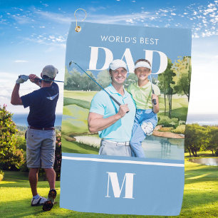 Bester Vater Benutzerdefiniertes Foto Monogramm Go Golfhandtuch