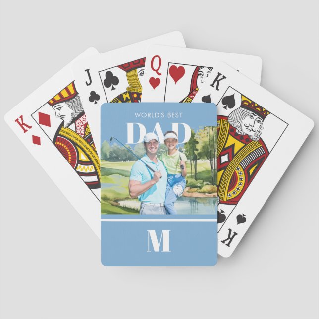Bester Vater Benutzerdefiniertes Foto Monogramm Go Spielkarten (Rückseite)