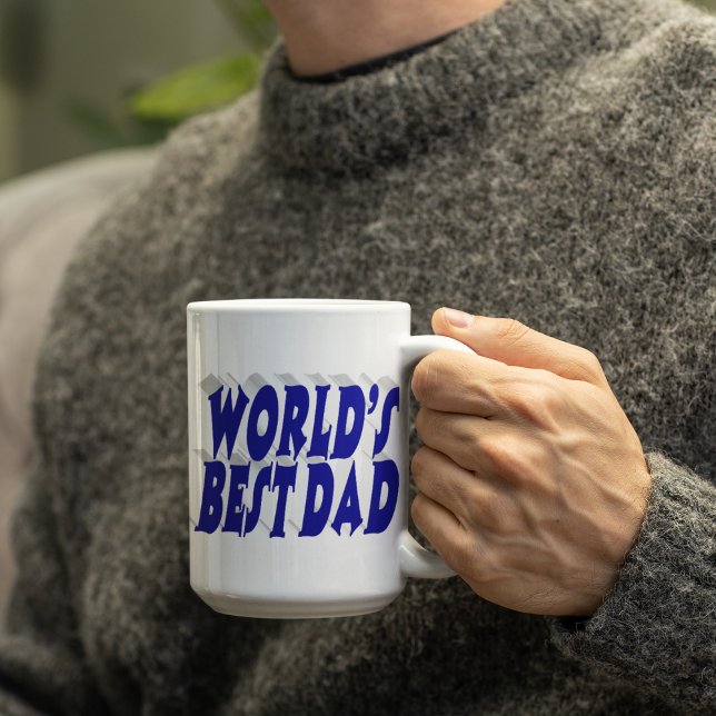Bester Vater Blau 3D-Text Jumbo-Tasse (Von Creator hochgeladen)