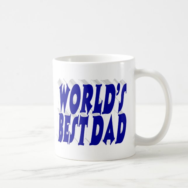 Bester Vater Blau 3D-Text Kaffeetasse (Rechts)